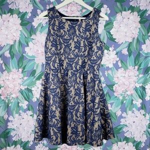 Navy & Beige Formal Skater Dress 👗